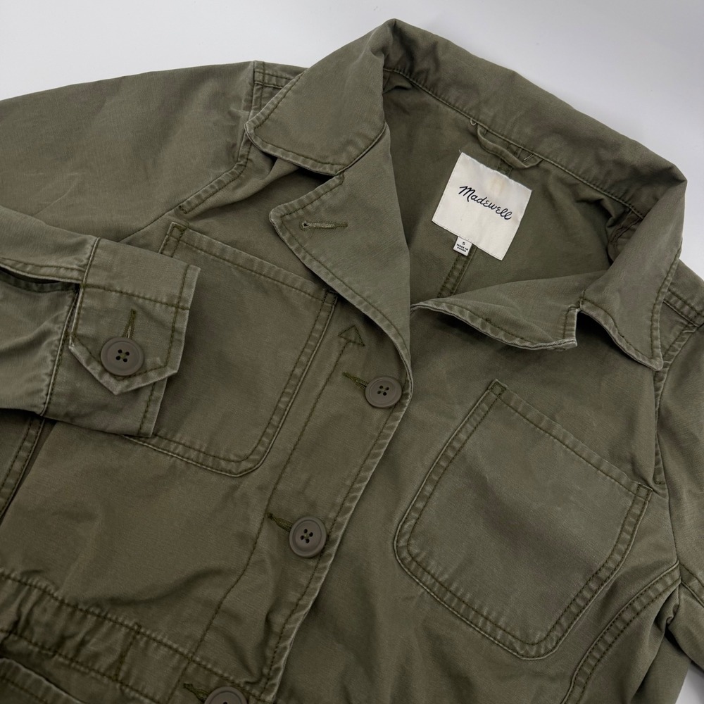 Madewell Field Jacket Women S Olive Green Utility Military Cotton J4690